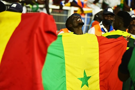 Fan du Sénégal célébrant la victoire de son équipe