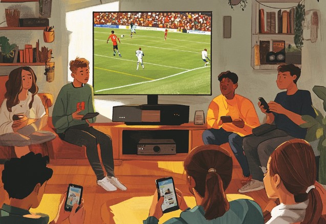 illustration illustrant l'idée selon laquelle la génération Z perd de l'intérêt pour le sport à l'écran. 