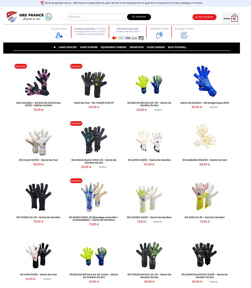 site web vente gants de gardien de but